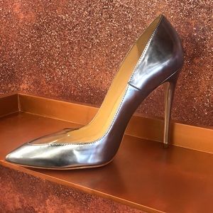 Metallic Blue Pointed-Toe Pumps